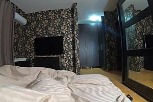 a lot of cum on my new sky blue down jacket and white pantyhose for my impotent husband