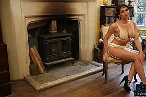 Busty brunette milf strips naked and shows off!