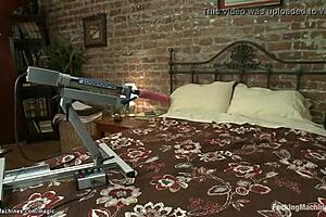 Kinky Housewife in Lingerie Gets Fucked by Machine with Dildo Insertion!