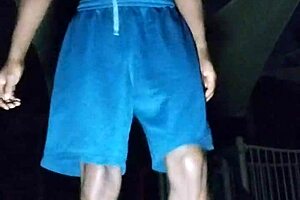 beautiful brunette works out in park with daddy