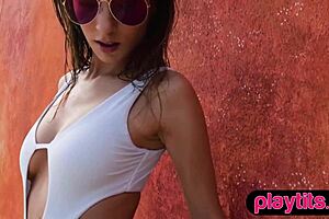 slender belgian milf reveals luscious petite 18+ body and hairy pussy