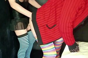 Brunette with strap on pegging natural tits big cock anal big ass milf lola