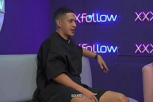 Hot interview ends in wild threesome latina milf subdued by maxx betancur and mercilessly kissed by the presenter 🔥