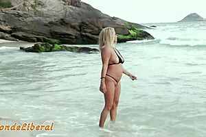 Blonde Slut Blows Stranger on Beach