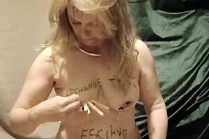 milf does solo bondage session with humiliation