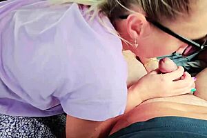 mom's friend gives blowjob in car outdoors