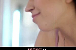 straight housewife enjoys 4 hands massage with hot masseuses