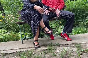 my mother-in-law casually takes on the job of making me cum in public