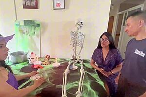 Halloween Party Turns Into 4some With Big Pussy Exhibitionists