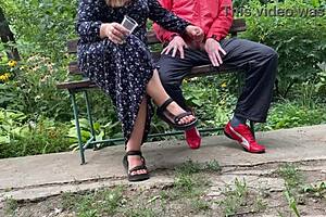 my mother-in-law casually takes on the job of making me cum in public