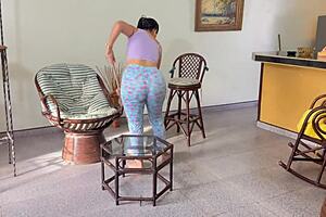 Watching stepmother clean the floor.