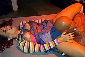 tranzei com meu cunhado na festa a fantasia, deepthroating that monster cock with pierced nipples.