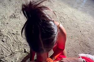 Latina licks Santa's balls for Christmas.