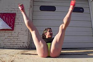 Is this mature wife flashing her asshole while walking the docks bottomless?