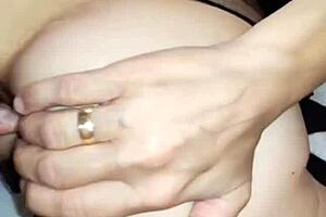 In pov homemade, slender mature whore in stockings fucks husband's friend with assfucking and banging.