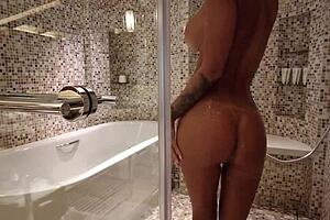 Lovely Monika Fox With Big Tits And Pierced Nipples Gets Naked For A Shower In Bathroom