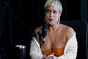 Just joana in sheer red lingerie