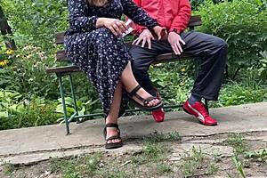 my mother-in-law casually takes on the job of making me cum in public