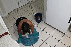 Tms-28 Petite Amateur Milf Works as Service Slave, Wears Anal Tail Plug, Gets Dp Cunt Fucked with Creampie