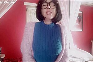 Nerd Chantal squirts with her new huge sex toy in first-time rough masturbation.