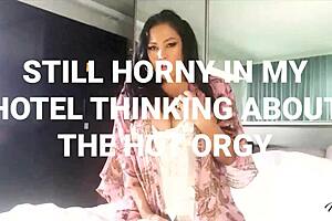 Maxine X masturbates pussy after anal orgy.