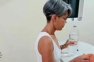 My stepbrother accidentally puts his cock in my pussy on the couch after a fight