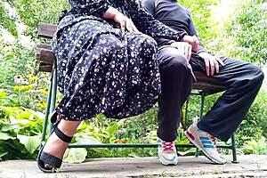 Mature bbw milf trains me before dirty outdoor sex with handjob and big ass