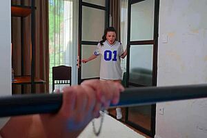 this hot stepsister caught her stepbrother in handcuffs and sat on his face