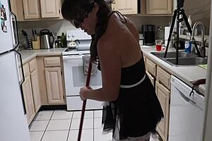 Tms-28 Petite Amateur Milf Works as Service Slave, Wears Anal Tail Plug, Gets Dp Cunt Fucked with Creampie