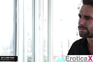 petite brunette nurse gets devoured by her lover in hospital. riley reid stars in this eroticax sensual encounter with stockings and riding.