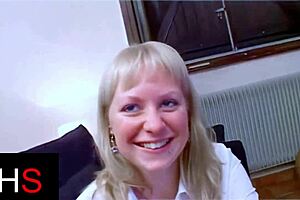 blonde milf with light eyes gets her ass fucked hard and ends with a cumshot on her belly