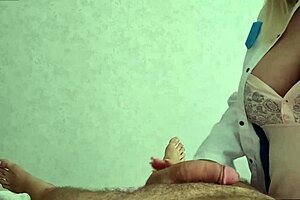 Beautiful Masseuse Doctor With Big Tits Surprised by Client's Erect Big Cock During Massage