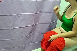 in the bathroom stepson masturbates while i pee. he tries my big milf ass as puma with cum on ass.