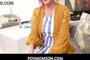 Dirty stepmom Adira Allure with big tits gives her horny guy a perfect handjob! 😈✋