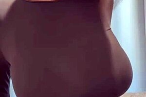 Stepmother massages natural tits, but brunette wife ends with anal sex and orgasm.