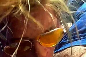 Cheating Blonde Whore Sucks Cock And Takes Facial In Public Daylight