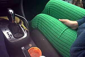 Busty French Amateur Stepmom Touches Stepsons Cock In Car