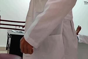 During a routine checkup, the doctor provides his female patient with special sensual massage focusing on natural tits and ass areas.