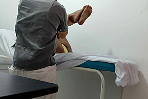 During a routine checkup, the doctor provides his female patient with special sensual massage focusing on natural tits and ass areas.