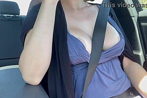 artemisia love flashes her big tits and big nipples during hot italian car ride fetish adventure outdoors