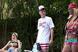 A southern family gathers for a taboo 4some with milf and mommy in group sex.