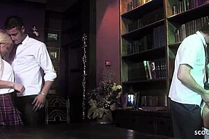 Two big tits girls joined a rough ffmm foursome with big dick guys dominating the scene