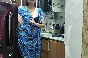 Indian Stepmom Watches Stepson in Kitchen Then Joins for Deepthroat and Creampie Fuck!