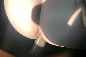 tulsa pawg takes big black cock doggystyle in car for tight pussy creampie making him cum twice