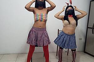 How Exciting Mature Women Dance in Skirts for Young Man Shaking Sensual Butts!