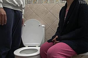 Horny stepmother contrasts taboo thrill by watching 18 year old stepson piss openly in front of her with big cock voyeur action