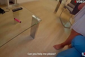 stepmother gets a back massage from stepson who then fucks her pussy until creampie