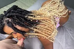 Hey, this sexy black girl with huge tits and big ass just craves a deep creampie from her neighbor in homemade action