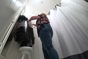 hidden camera catches fat milf changing in public fitting room