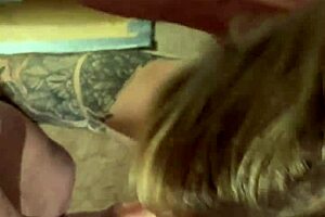 hot milf gives amazing blowjob with deepthroat and cum on tits?? homemade couple licks pov natural tits before swallow
